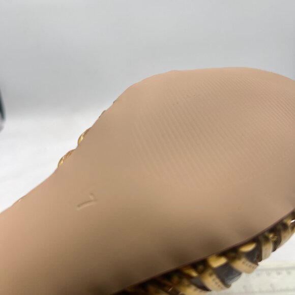 FYS Gold Slip on Low Kitten Heel Mules Open Toe Dress Slide Sandals Party Shoes - Picture 6 of 8